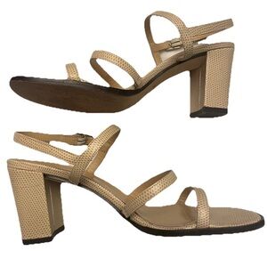 Ann Taylor Vintage 90’s Block Heel Sandal Nude/oatmeal croc print Size 7